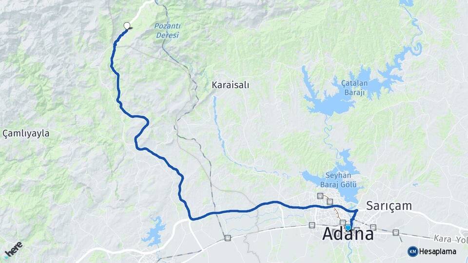 Adana Akçatekir Pozantı Arası Kaç Km - Yol Haritası