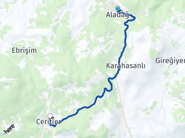 Adana Aladağ Ceritler Aladağ Arası Kaç Km - Yol Haritası