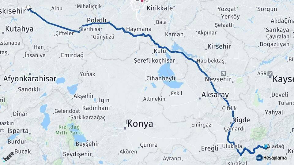 Aladağ Eskişehir Arası Kaç Km - Yol Tarifi