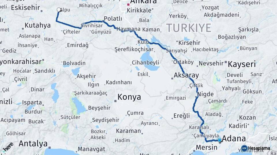Adana Alpu Arası Kaç Km - Yol Tarifi