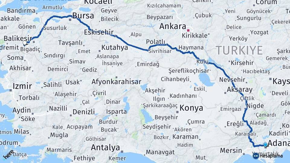 Adana Altıeylül Arası Kaç Km - Yol Tarifi