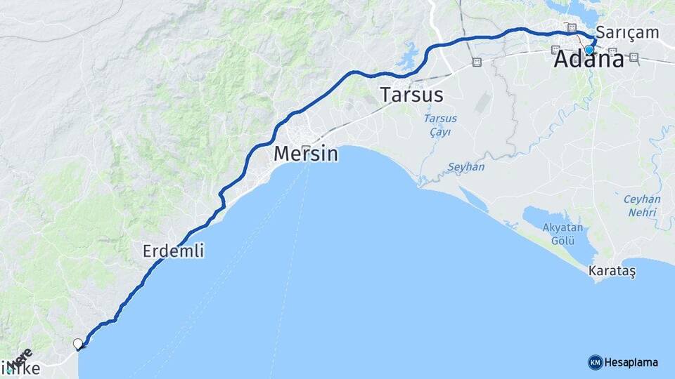 Adana Atakent Silifke Mersin Arası Kaç Km - Yol Haritası