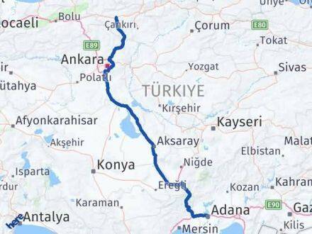 Adana Atkaracalar Çankırı Arası Kaç Km - Yol Haritası
