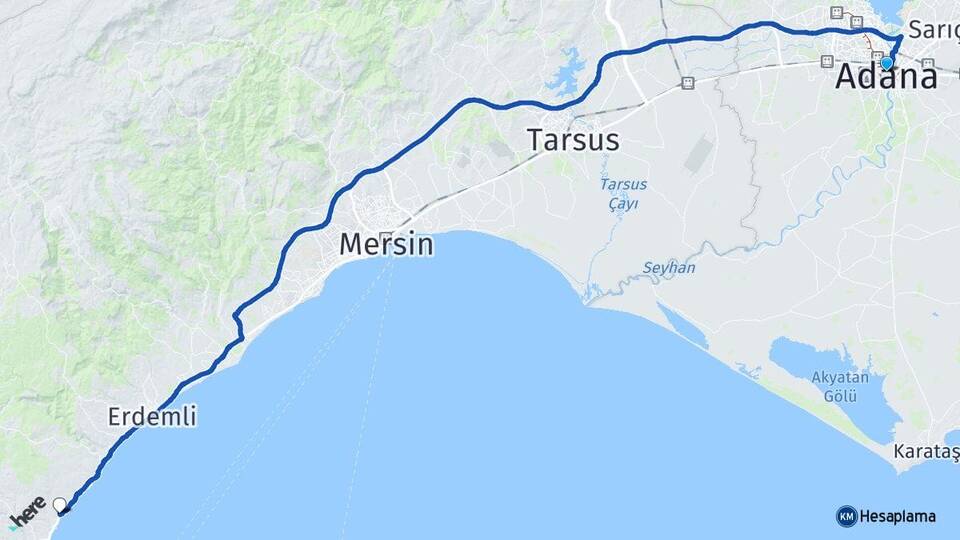 Adana Ayaş Erdemli Mersin Arası Kaç Km - Yol Haritası