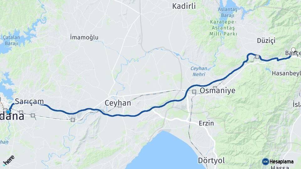 Adana Bahçe Osmaniye Arası Kaç Km - Yol Haritası