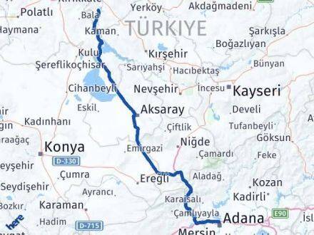 Adana Bahşili Kırıkkale Arası Kaç Km - Yol Haritası