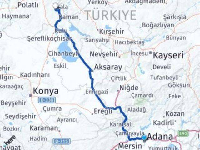 Adana Bala Ankara Arası Kaç Km - Yol Haritası