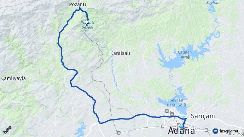 Adana Belemedik Pozantı Arası Kaç Km - Yol Haritası