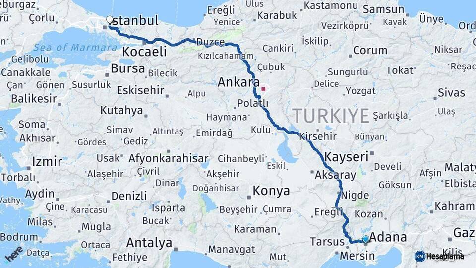 Adana Beykoz İstanbul Arası Kaç Km - Yol Haritası