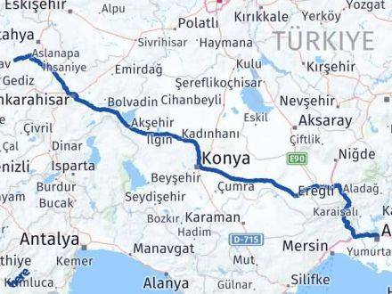 Adana Çavdarhisar Kütahya Arası Kaç Km - Yol Haritası