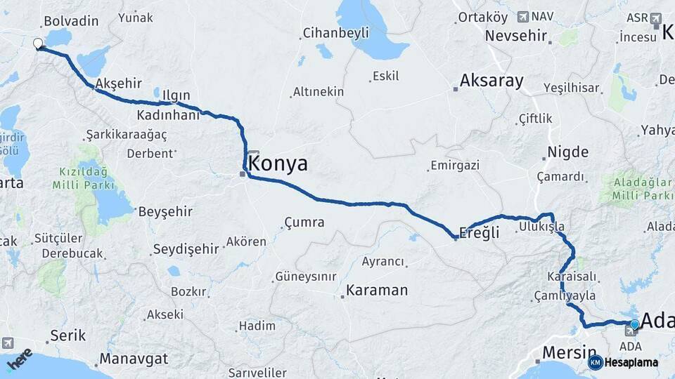 Adana Çay Afyonkarahisar Arası Kaç Km - Yol Haritası
