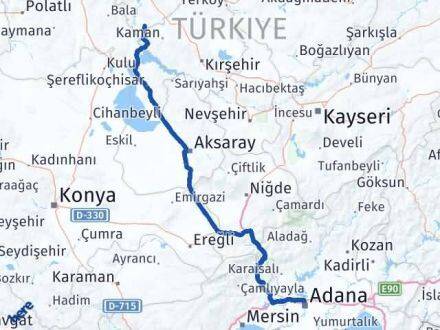 Adana Çelebi Kırıkkale Arası Kaç Km - Yol Haritası