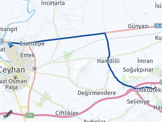 Belediye Evleri Dokuztekne Arası Kaç Km - Yol Tarifi