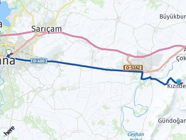 Kızıldere Yüreğir Otogarı Arası Kaç Km - Yol Tarifi
