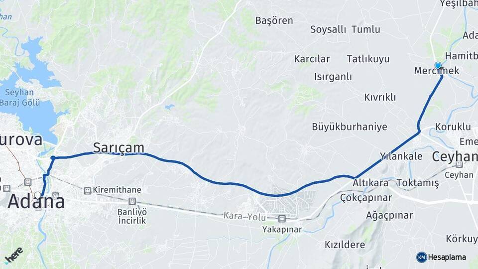 Mercimek Adana Arası Kaç Km - Yol Tarifi
