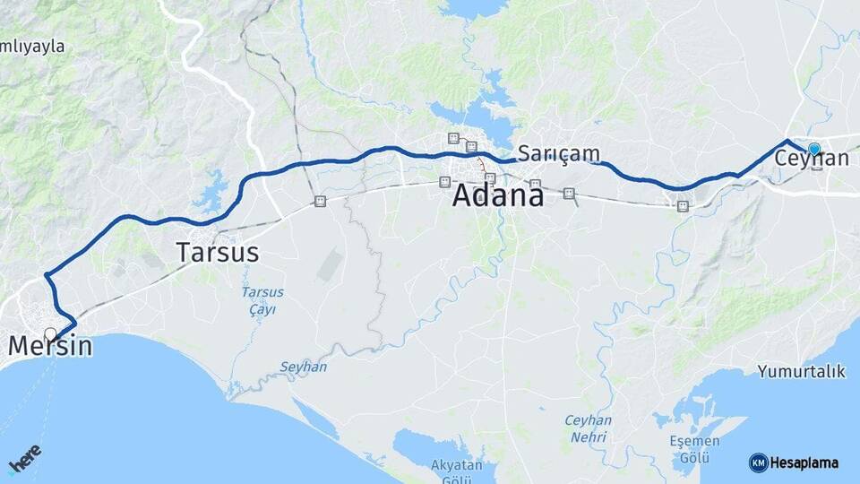 Adana Ceyhan Mersin Arası Kaç Km - Yol Haritası