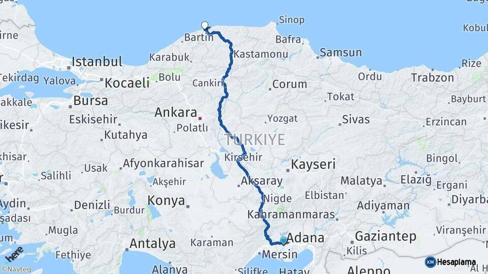 Adana Cide Kastamonu Arası Kaç Km - Yol Haritası