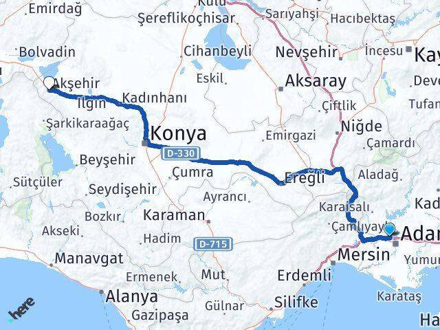 Belediye Evleri Akşehir Arası Kaç Km - Yol Tarifi