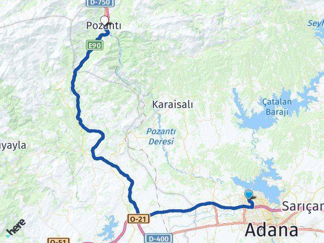 Belediye Evleri Pozantı Arası Kaç Km - Yol Tarifi