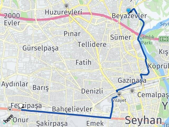Beyazevler Adana Otogarı Arası Kaç Km - Yol Tarifi