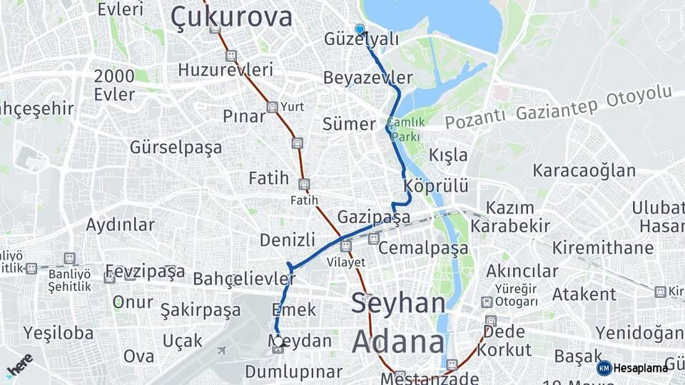 Güzelyalı Adana Havalimanı Arası Kaç Km - Yol Tarifi