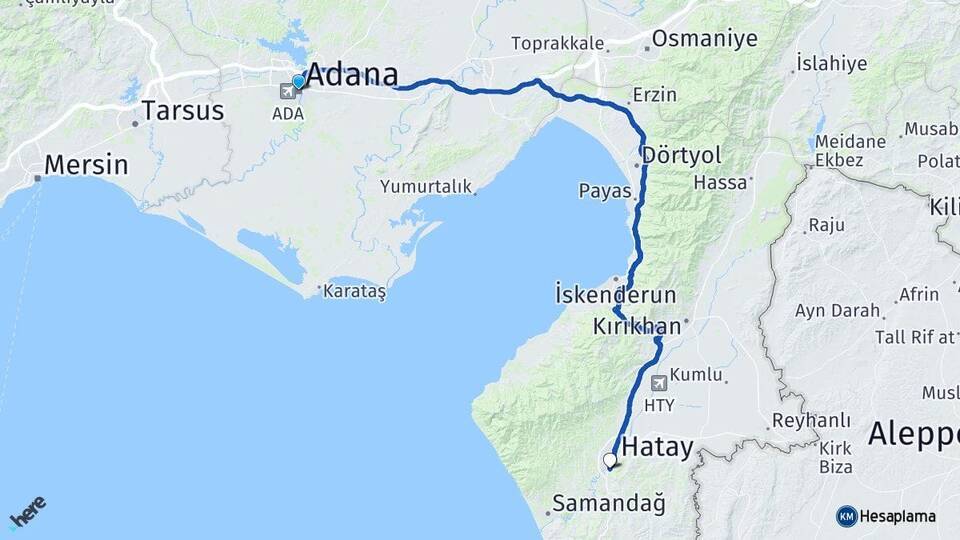 Adana Defne Arası Kaç Km - Yol Tarifi