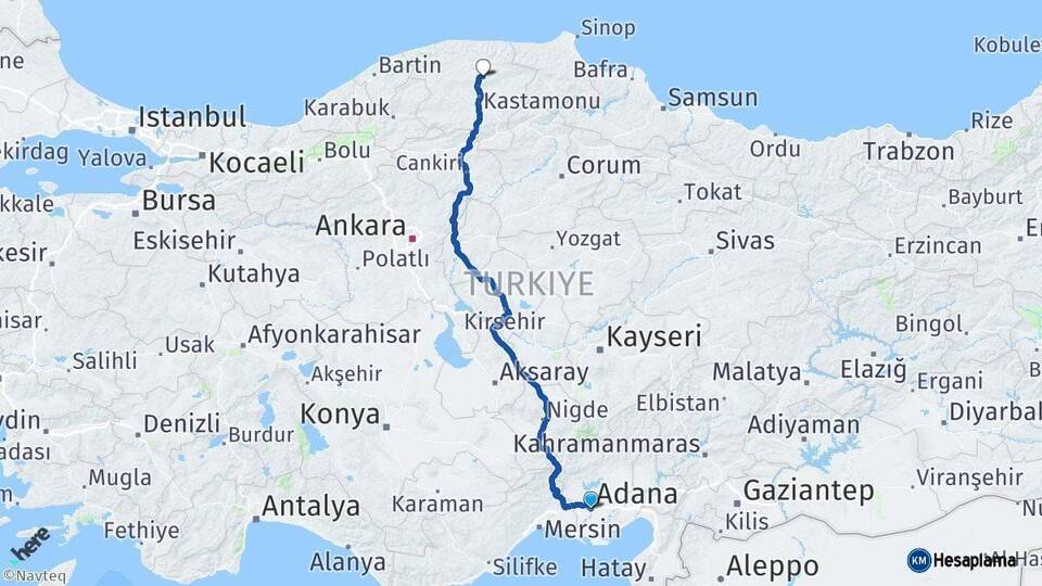 Adana Devrekani Kastamonu Arası Kaç Km - Yol Haritası
