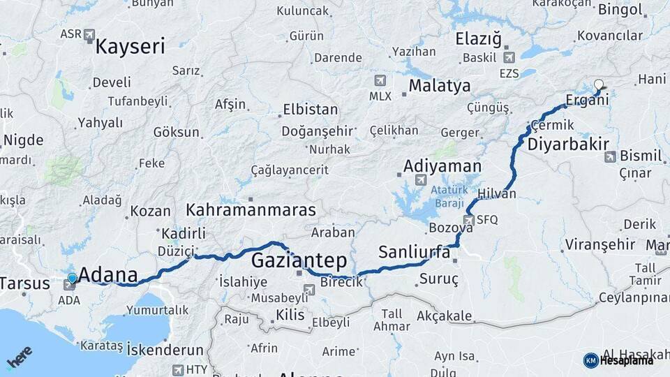 Adana Dicle Arası Kaç Km - Yol Tarifi