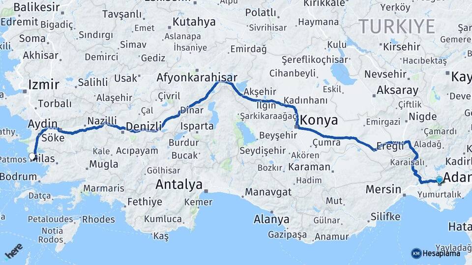 Adana Didim Aydın Arası Kaç Km - Yol Haritası