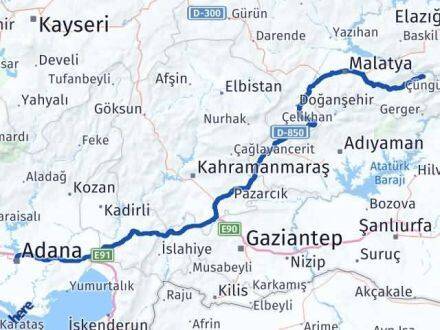 Adana Doğanyol Malatya Arası Kaç Km - Yol Haritası