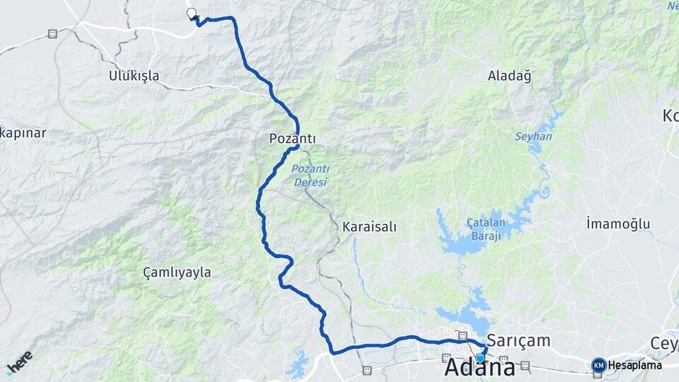 Adana Eminlik Ulukışla Niğde Arası Kaç Km - Yol Haritası