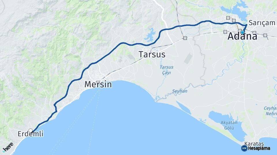 Adana Erdemli Mersin Arası Kaç Km - Yol Haritası