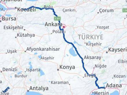 Adana Erenler Sakarya Arası Kaç Km - Yol Haritası