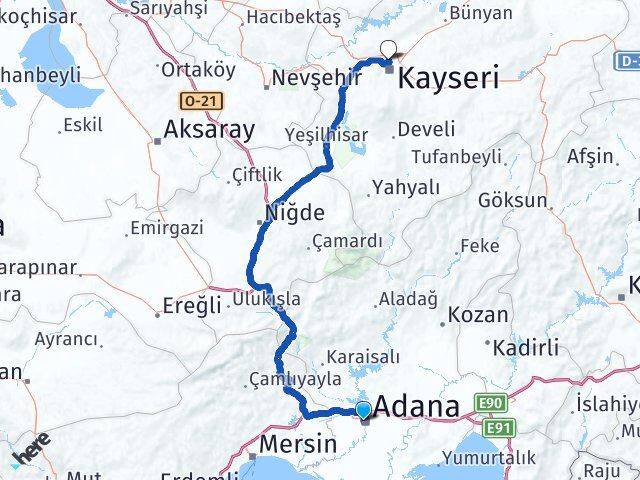 Adana Erkilet Havalimanı Arası Kaç Km - Yol Haritası