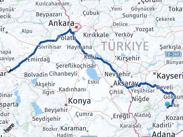 Feke Afyonkarahisar Arası Kaç Km - Yol Tarifi