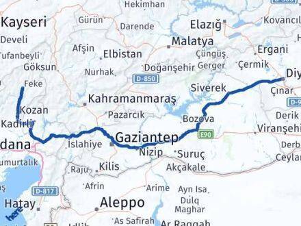Feke Diyarbakır Arası Kaç Km - Yol Tarifi