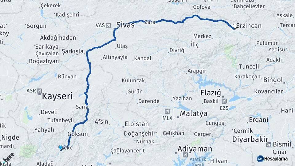 Feke Erzincan Arası Kaç Km - Yol Tarifi