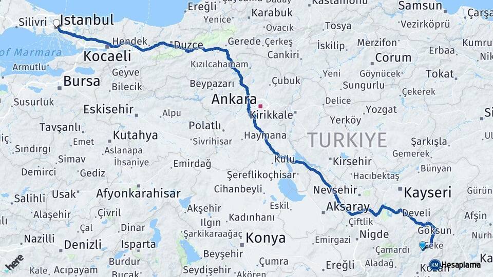 Adana Feke İstanbul Arası Kaç Km - Yol Haritası
