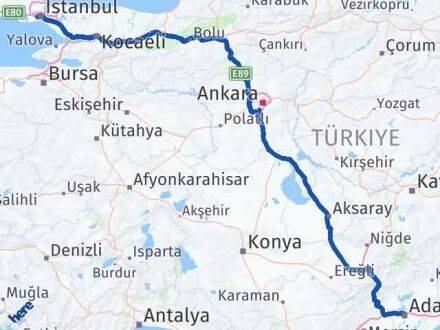 Adana Gaziosmanpaşa İstanbul Arası Kaç Km - Yol Haritası