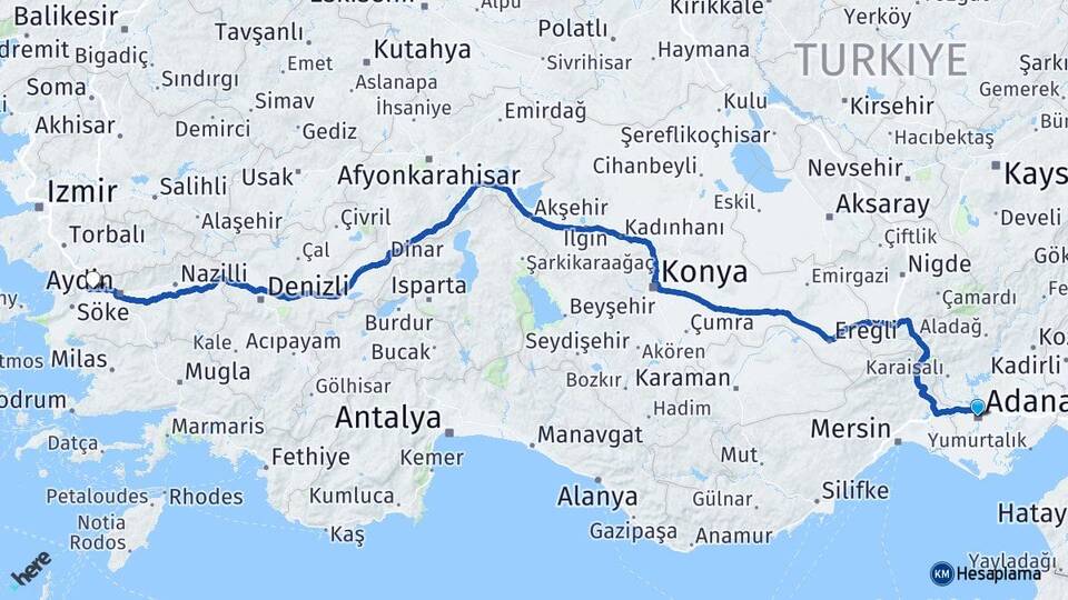 Adana Germencik Aydın Arası Kaç Km - Yol Haritası