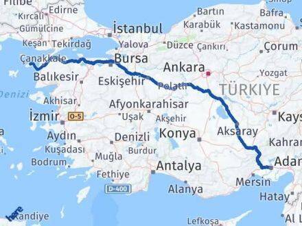 Adana Gökçeada Çanakkale Arası Kaç Km - Yol Haritası