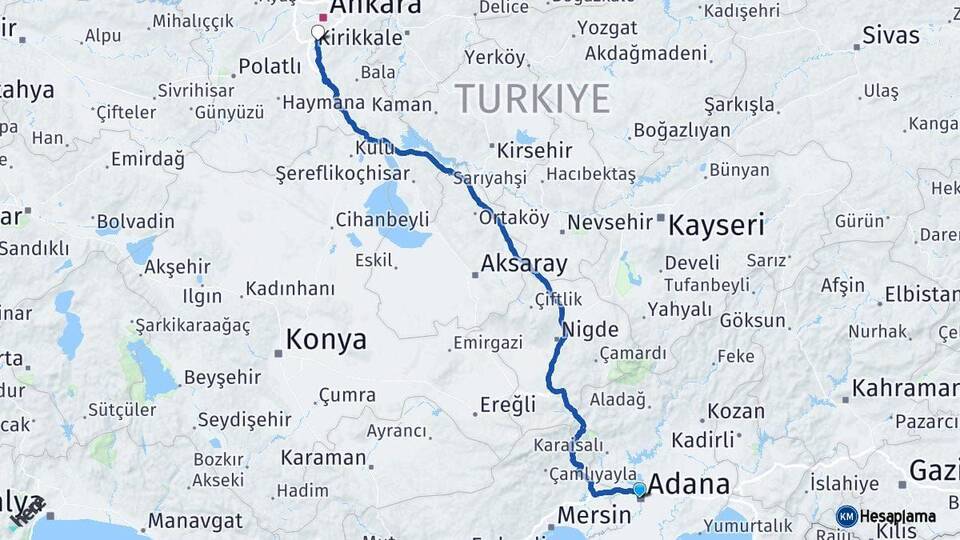 Adana Gölbaşı Ankara Arası Kaç Km - Yol Haritası