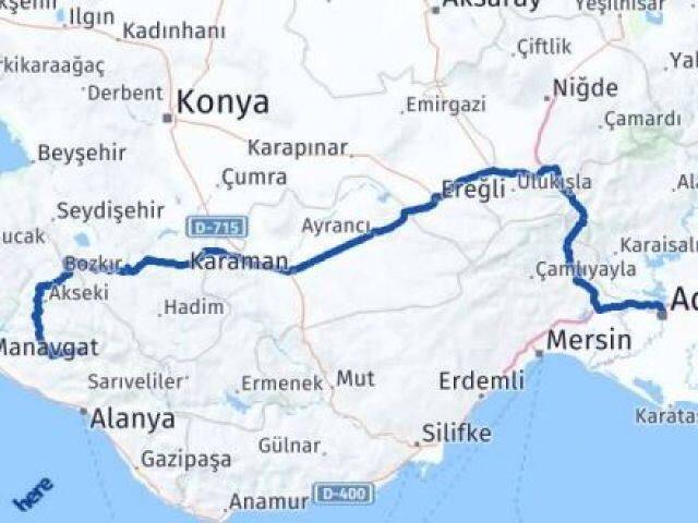 Adana Gündoğmuş Antalya Arası Kaç Km - Yol Haritası