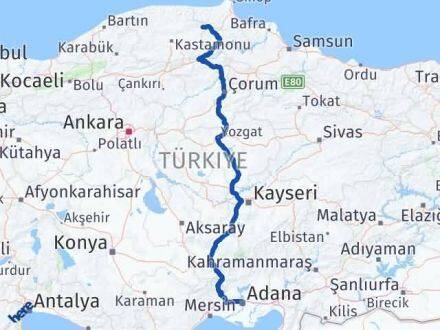 Adana Hanönü Kastamonu Arası Kaç Km - Yol Haritası