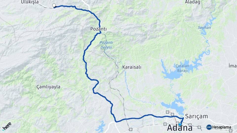 Adana Hasangazi Ulukışla Niğde Arası Kaç Km - Yol Haritası