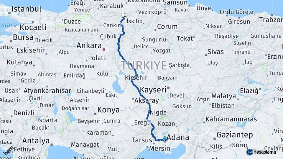 Adana Ilgaz Arası Kaç Km - Yol Tarifi
