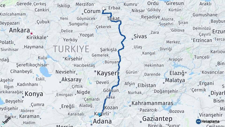 İmamoğlu Amasya Arası Kaç Km - Yol Tarifi