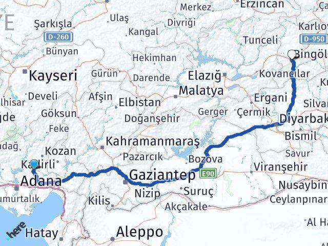 İmamoğlu Bingöl Arası Kaç Km - Yol Tarifi