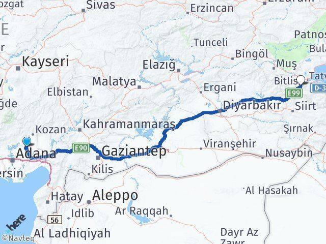 İmamoğlu Bitlis Arası Kaç Km - Yol Tarifi