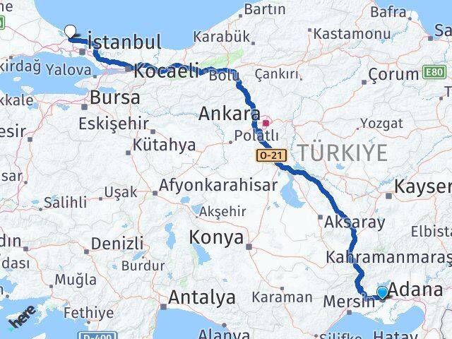 Adana İstanbul Havalimanı Arası Kaç Km - Yol Haritası